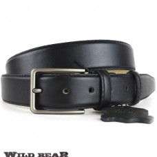 Кожаный ремень WILD BEAR черный (110*3см)